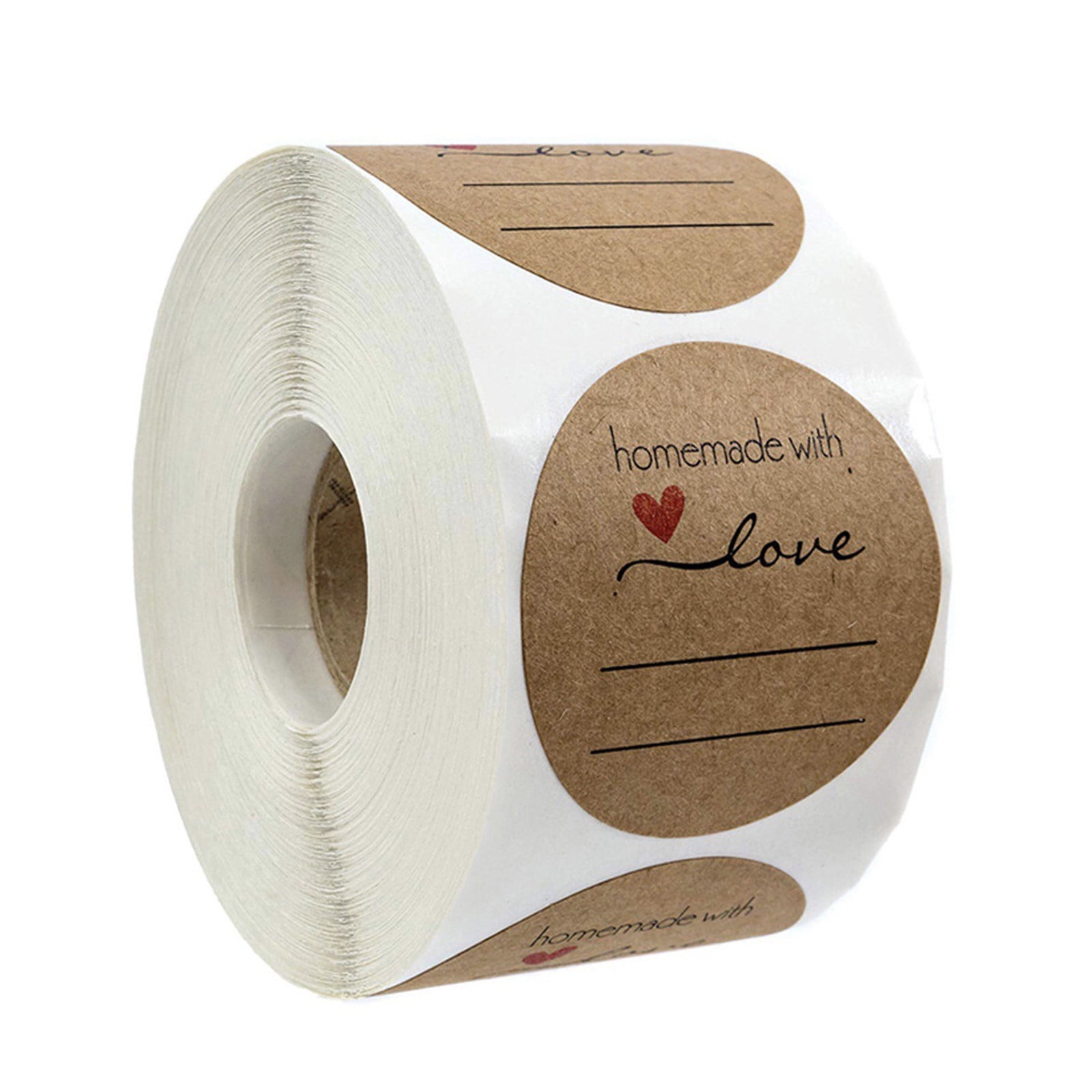 Round kraft paper stickers without print, 500 pcs, 25mm - Labels on a roll