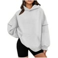 thumbnail image 1 of Chiccall Hoodies Women Casual Loose Solid Long Sleeve Sweatshirts with 3 Pockets & Hood, 1 of 5