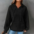 thumbnail image 1 of Chiccall Hoodies for Women Long Sleeve Drawstring Waffle Pullover Tops Loose Hooded Sweatshirt with Pocket Black M, 1 of 8