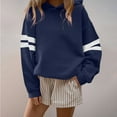 thumbnail image 1 of Chiccall Hoodies for Women Striped Oversized Sweatshirt Drop Shoulder Long Sleeve Casual Fashion Pullover Top Blue L, 1 of 3