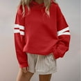 thumbnail image 1 of Chiccall Hoodies for Women Striped Oversized Sweatshirt Drop Shoulder Long Sleeve Casual Fashion Pullover Top Red XL, 1 of 4