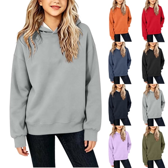 Chiccall Kids Solid Hoodies Drawstring Pocket Oversized Soft Fleece Long Sleeve Casual Hoodies for Kids