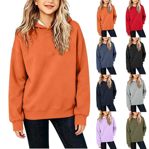 Chiccall Kids Solid Hoodies Drawstring Pocket Oversized Soft Fleece Long Sleeve Casual Hoodies for Kids