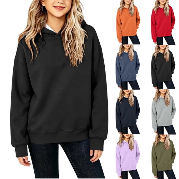 Chiccall Kids Solid Hoodies Drawstring Pocket Oversized Soft Fleece Long Sleeve Casual Hoodies for Kids