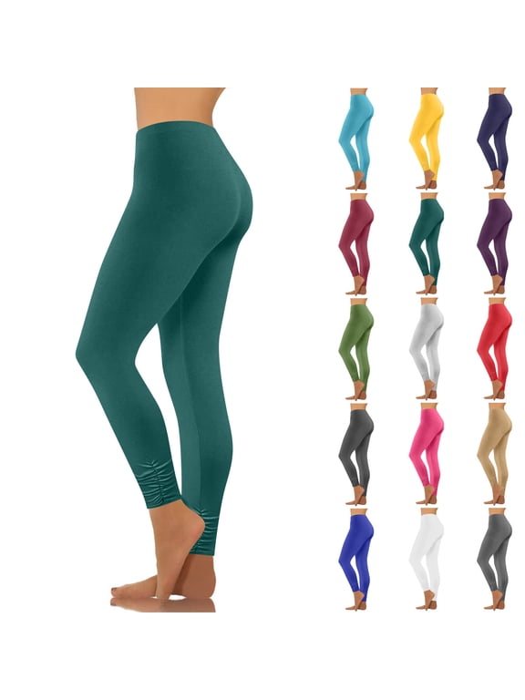 Leggings for Women High Waisted Skinny Yoga Leggings, Stretch Fitness Workout Long Pants for Gym Running Training Green M