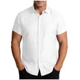 thumbnail image 1 of Chiccall Linen Shirts for Men Casual Loose Summer Beach Vacation Short Sleeve Button Down Shirts with Pocket, 1 of 5