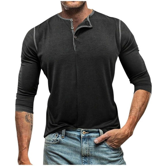Chiccall Long Sleeve Shirts for Men Casual Claasic Pullover Shirts Fashion Soft Comfy Tees