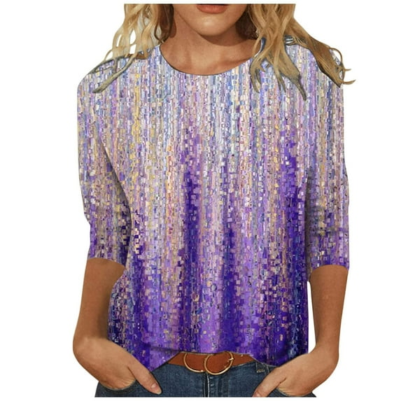 Up to 65 off!Chiccall Long Sleeve Shirts for Women, Casual Round Neck Sparkle Sequin Blouse Shimmer Glitter Floral Print Tshirt Holiday Party Pullover Tops,