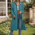 thumbnail image 1 of Chiccall Long Sweatshirt for Women Full Zip Up Oversized Knee Length Open Front Hoodies Long Sleeve Drawstring Jackets with Pockets Sky Blue L, 1 of 4