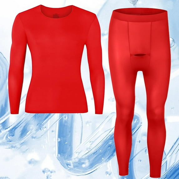 Chiccall Long Thermal Underwear Set for Men Lightweight Base Layer Set Winter Outdoor Warm Leggings & Crew Neck Top