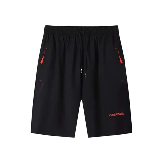 Chiccall Men Trendy Straight Cut Sports Shorts Adjustable Drawstring Elastic Waist Zip Storage Pockets Lightly Breathable Outdoor Training Vacation Shorts