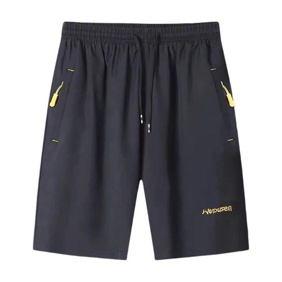 Chiccall Men Trendy Straight Cut Sports Shorts Adjustable Drawstring Elastic Waist Zip Storage Pockets Lightly Breathable Outdoor Training Vacation Shorts