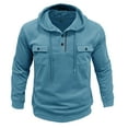 thumbnail image 1 of Chiccall Men's Button Up Hooded Sweatshirt Vintage Casual Long Sleeve Drawstring Pullover Outdoor Cargo Hoodies with 2 Button Pockets, 1 of 6