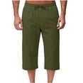 thumbnail image 1 of Chiccall Men's Capri Pant Baggy Below Knee Summer Comfy Shorts Elastic Waist Casual Athletic Drawstring 3/4 Pants with Pockets Green 2XL, 1 of 7