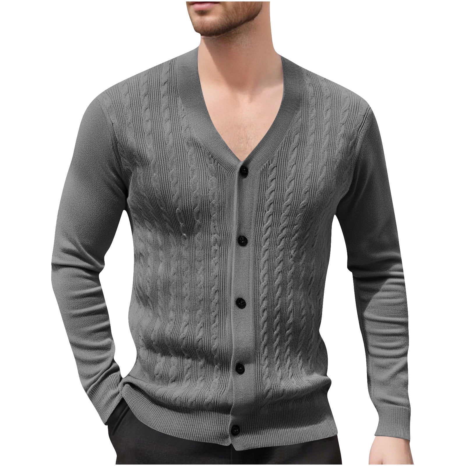 Chiccall Men's Cardigan Sweaters Casual Knit Textured Button Down ...
