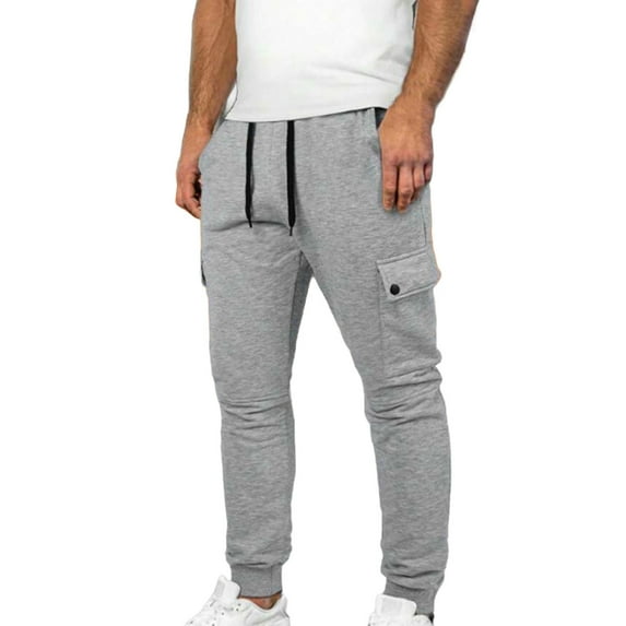 Chiccall Men's Cargo Pants Elastic Waisted Drawstring Sweatpants Slim Fit Elastic Bottom Lounge Multi-Pockets Joggers