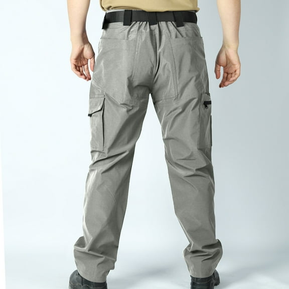 Chiccall Men's Cargo Pants Waterproof Windproof Training Pants Outdoor Hiking Camping Fishing Loose Fit Trousers with Multiple Pockets