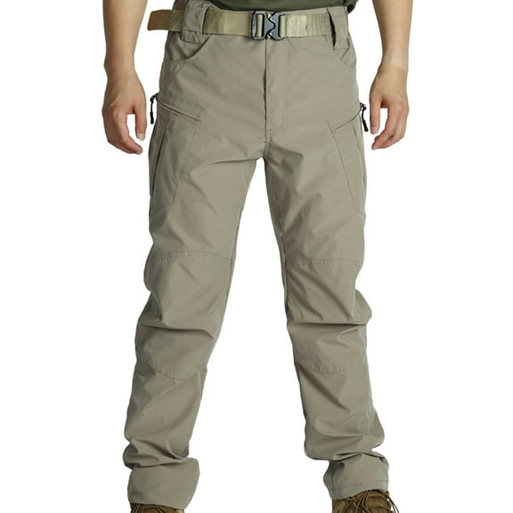 Chiccall Men's Cargo Pants Waterproof Windproof Training Pants Outdoor Hiking Work Pants with Zipper Pockets