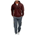 thumbnail image 1 of Chiccall Men's Cargo Tracksuit 2 Piece Quarter Zip Hoodie Fleece Sweatsuit set Casual Workout Jogging Suits, 1 of 4