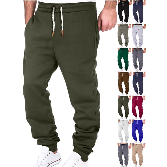 Chiccall Men's Casual Fleece Sweatpants Trendy Comfy Solid Loose Drawstring Elastic Waisted Cargo Jogger Sweatpants with Pockets