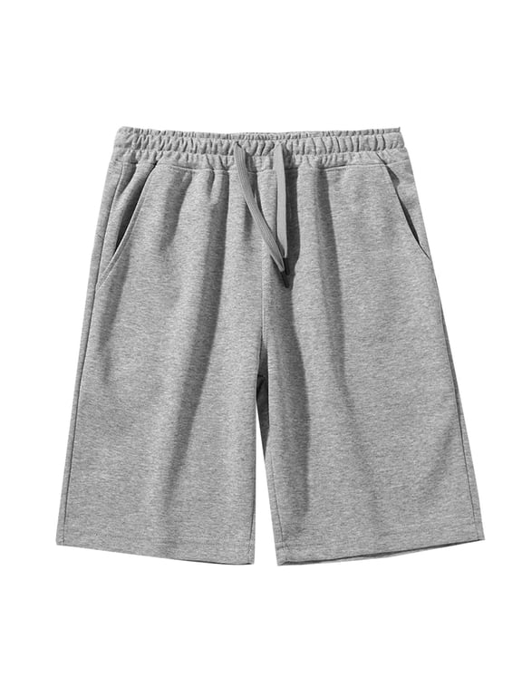 Men's Casual Shorts Plus Size Cotton Sweat Shorts Comfy Elastic Waist Drawstring Workout Shorts with Pockets Gray 4XL