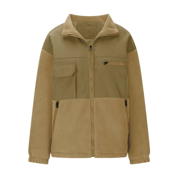 Chiccall Men's Colorblock Fleece Jacket Zip Up Stand Collar Thermal Coats Warm Fuzzy Outdoor Hiking Winter Workout Outwear with 4 Pockets