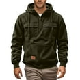 thumbnail image 1 of Chiccall Men's Corduroy Hoodies Quarter Zip Pullover Sweatshirts Vintage Cargo Drawstring Hooded Sweatshirts with Pockets, 1 of 7