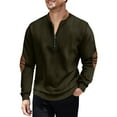 thumbnail image 1 of Chiccall Men's Corduroy Sweatshirts Vintage Textured Pullover Quarter Zip Stand Collar Patchwork Sweatshirts, 1 of 7