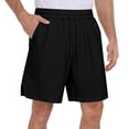 thumbnail image 1 of Chiccall Men's Cotton Linen Shorts Wide Leg Elastic Waist Drawstring Zipper Casual Loose Beach Vacation Shorts Summer, 1 of 8