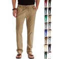 thumbnail image 1 of Chiccall Men's Cotton Pants Casual Elastic Waist Drawstring Pants Classic Fit Strech Workday Dress Pants, 1 of 7