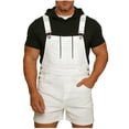 thumbnail image 1 of Chiccall Men's Denim Overalls Pocket Front Adjustable Straps Sleeveless Washed Rompers Overall Shorts, 1 of 6