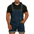 thumbnail image 1 of Chiccall Men's Denim Overalls Pocket Front Adjustable Straps Sleeveless Washed Rompers Overall Shorts, 1 of 6