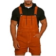 thumbnail image 1 of Chiccall Men's Denim Overalls Pocket Front Adjustable Straps Sleeveless Washed Rompers Overall Shorts, 1 of 6