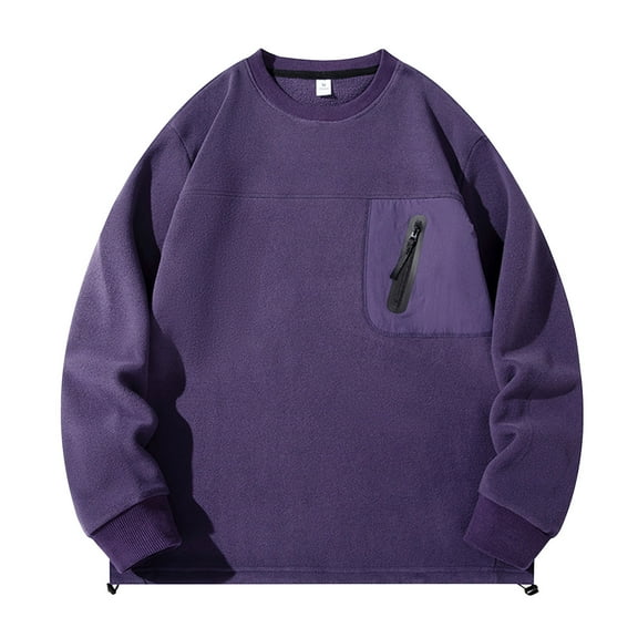 Chiccall Men's Fleece Sweatshirts Crew Neck Long Sleeve Casual Loose Thermal Sweater Streetwear with Pocket