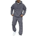 thumbnail image 1 of Chiccall Men’s Fleece Sweatsuits Set 2 Piece Hoodie Outfits Cargo Sweatpants Tracksuits for Men Casual Workout Long Sleeve Pullover Sweatsuit, 1 of 6
