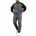 thumbnail image 1 of Chiccall Men's Fleece Tracksuits Colorblock 2 Piece Set Crewneck Sweatshirts & Open Bottom Sweatpant with Pockets, 1 of 7