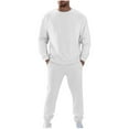 thumbnail image 1 of Chiccall Men's Fleece Tracksuits Solid 2 Piece Set Crewneck Sweatshirts & Jogger Sweatpants with Pockets, 1 of 7
