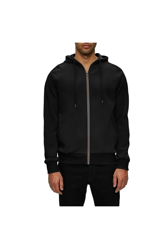 Men's Full Zip Casual Hoodie Jacket Loose Fit Fleece Lounge Comfy Hooded Drawstring Pockets Sweatshirt Coat Sizes S to 4XL