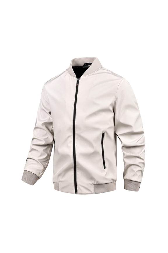 Men's Jacket Casual Fashion Spring Fall Windbreaker Lightweight Zip Up Stand Collar Coat with Zipper Pocket