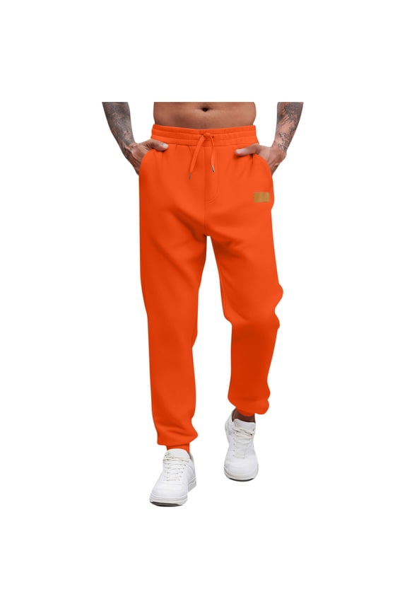 Men's Lightweight Fleece Sweatpants Loose Elastic Bottom Casual Workout Joggers with Pockets & Drawstring