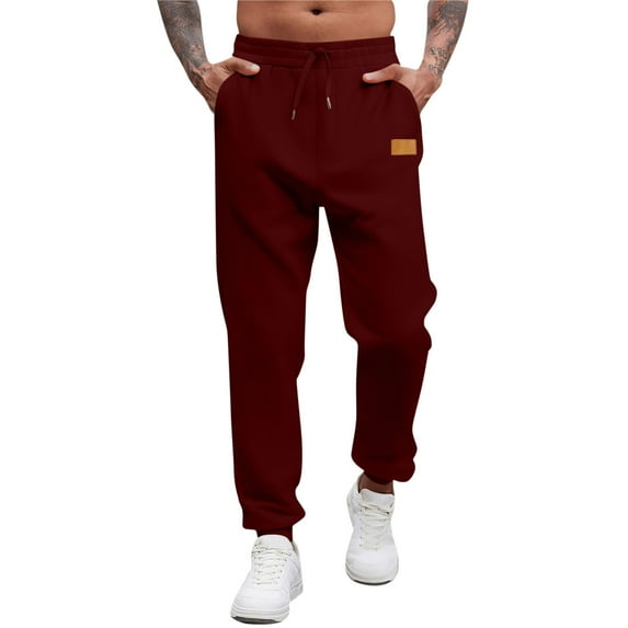 Chiccall Men's Lightweight Fleece Sweatpants Loose Elastic Bottom Casual Workout Joggers with Pockets & Drawstring