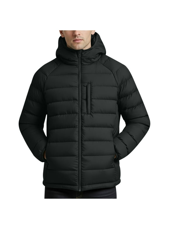 Men's Lightweight Hooded Puffer Jacket Windproof Padded Coat Insulated Winter Coat for Snow Ski Traveling