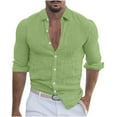 thumbnail image 1 of Chiccall Men's Linen Shirts Slim Fit Long Sleeve Collared Dress Shirts Casual Lightweight Blouse Tops, 1 of 6
