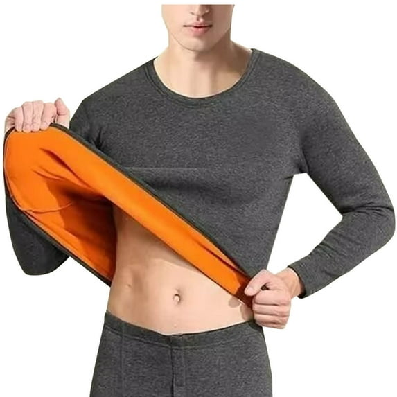 Chiccall Men's Long Sleeve Thermal Underwear Thickened Soft Fleece Lined Base Layer Cold Weather Tops Warm Undershirts for Men