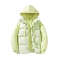 thumbnail image 1 of Chiccall Men's Mock 2 Piece Jacket Winter Puffer Jackets Fashion Solid Zip Up Sanp Hooded Coat Comfy Outerwear for Men, 1 of 7