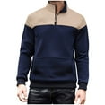 thumbnail image 1 of Chiccall Men's Mock Neck Sweatshirts Casual Colorblock Quarter Zip Quilted Sweatshirt Pullover, 1 of 8
