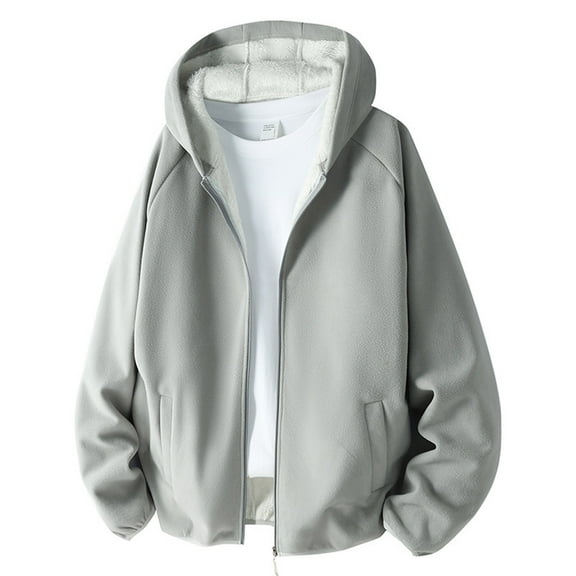 Chiccall Men's Oversized Fleece Jackets Casual Fleece Lined Hooded Warm Zip Up Coat with Pocket