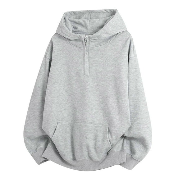 Chiccall Men's Oversized Hoodie Casual Loose Quarter Zip Athletic Pullover Sweatshirt with Pocket