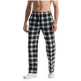 thumbnail image 1 of Chiccall Men's Plaid Casual Pants Soft Elastic Waist Pajama Pants Drawstring Checkered Lounge Sweatpant with Pockets Dark Gray 3XL, 1 of 5