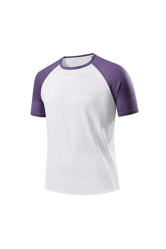 Men's Plus Size Short Raglan Sleeve T Shirts Casual Quick-Dry Baseball Tee Plain Crewneck Tee Basic Active Shirts for Men